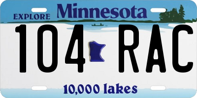MN license plate 104RAC