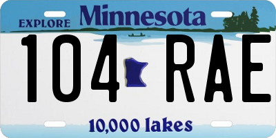 MN license plate 104RAE