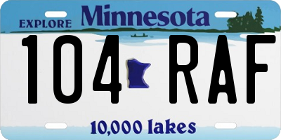 MN license plate 104RAF