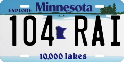 MN license plate 104RAI