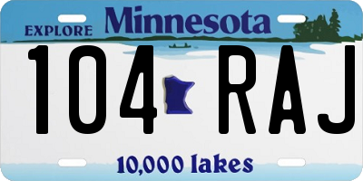 MN license plate 104RAJ
