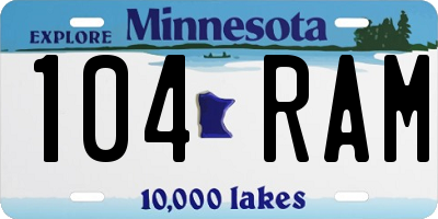 MN license plate 104RAM