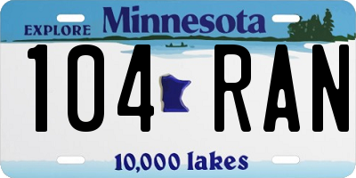 MN license plate 104RAN