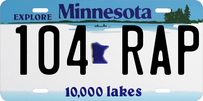 MN license plate 104RAP