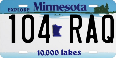 MN license plate 104RAQ
