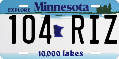 MN license plate 104RIZ