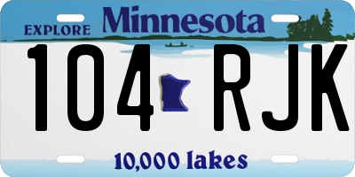 MN license plate 104RJK