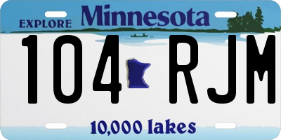MN license plate 104RJM