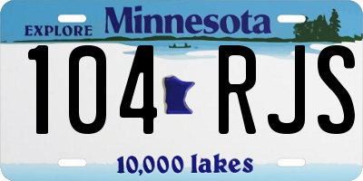 MN license plate 104RJS