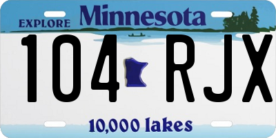 MN license plate 104RJX