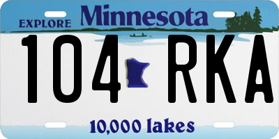 MN license plate 104RKA
