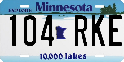 MN license plate 104RKE