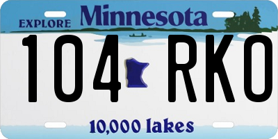 MN license plate 104RKO