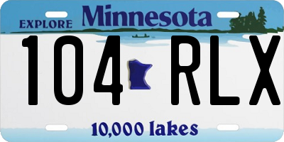 MN license plate 104RLX