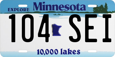 MN license plate 104SEI