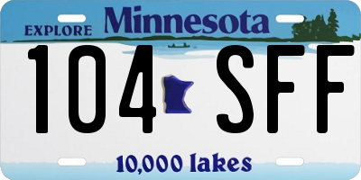 MN license plate 104SFF