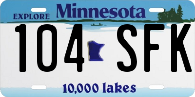 MN license plate 104SFK