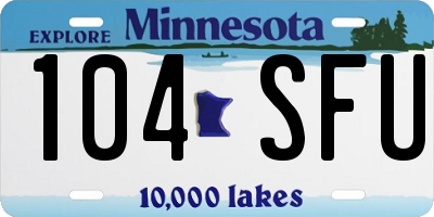 MN license plate 104SFU
