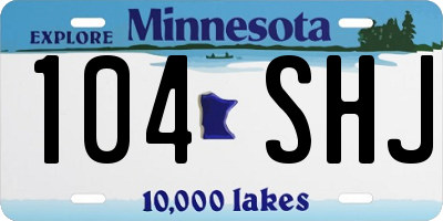 MN license plate 104SHJ