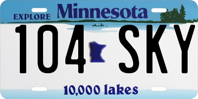 MN license plate 104SKY