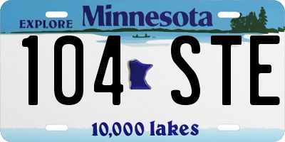 MN license plate 104STE