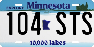 MN license plate 104STS