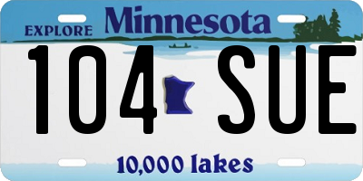 MN license plate 104SUE