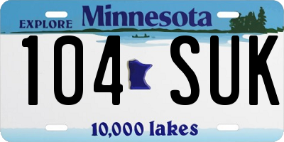 MN license plate 104SUK