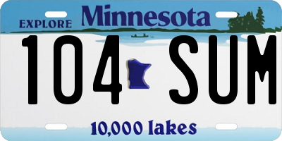 MN license plate 104SUM
