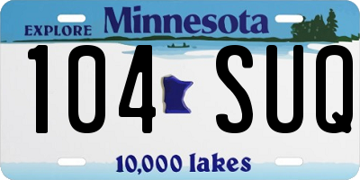 MN license plate 104SUQ