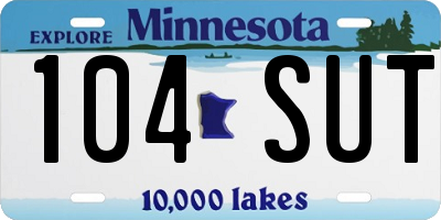 MN license plate 104SUT