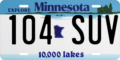MN license plate 104SUV