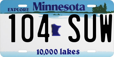 MN license plate 104SUW
