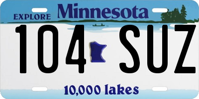 MN license plate 104SUZ