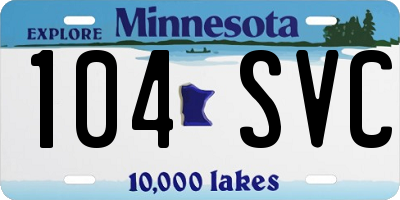 MN license plate 104SVC