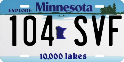 MN license plate 104SVF
