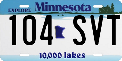 MN license plate 104SVT