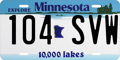 MN license plate 104SVW