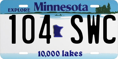 MN license plate 104SWC