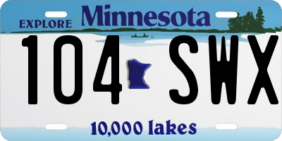 MN license plate 104SWX