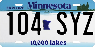 MN license plate 104SYZ