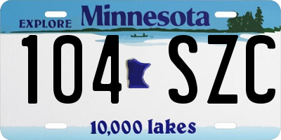 MN license plate 104SZC