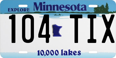 MN license plate 104TIX