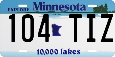MN license plate 104TIZ