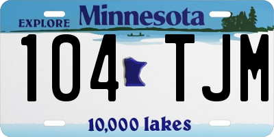 MN license plate 104TJM