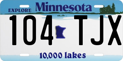 MN license plate 104TJX