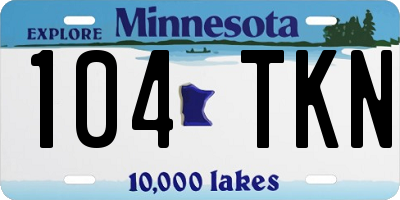 MN license plate 104TKN