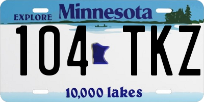 MN license plate 104TKZ