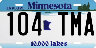 MN license plate 104TMA
