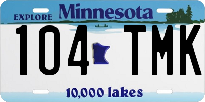 MN license plate 104TMK